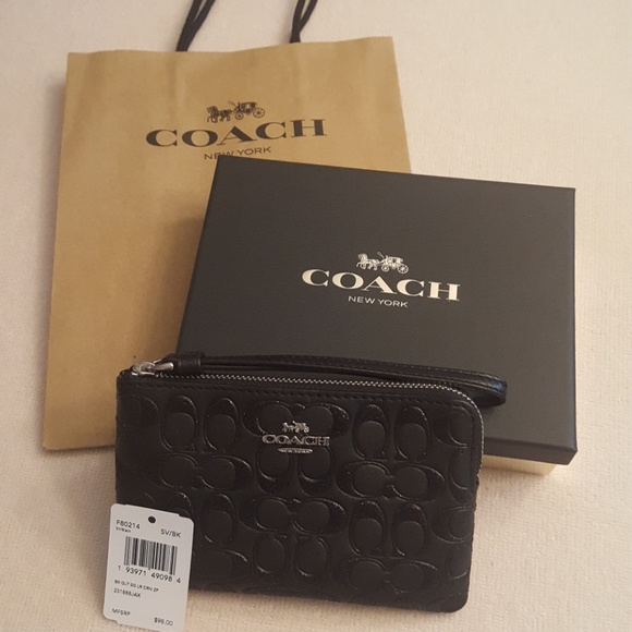 Coach Handbags - Coach black corner zip top wristlet